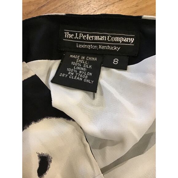 J. Peterman Company Pants Womens Size 8 Wide Leg 100% Silk Black White Floral - Picture 3 of 6